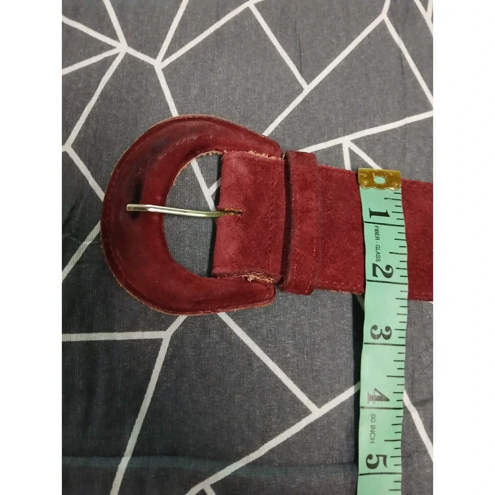VTG 90s Talbots Burgundy Genuine Suede Wide Waist Belt Made in USA Vintage Med